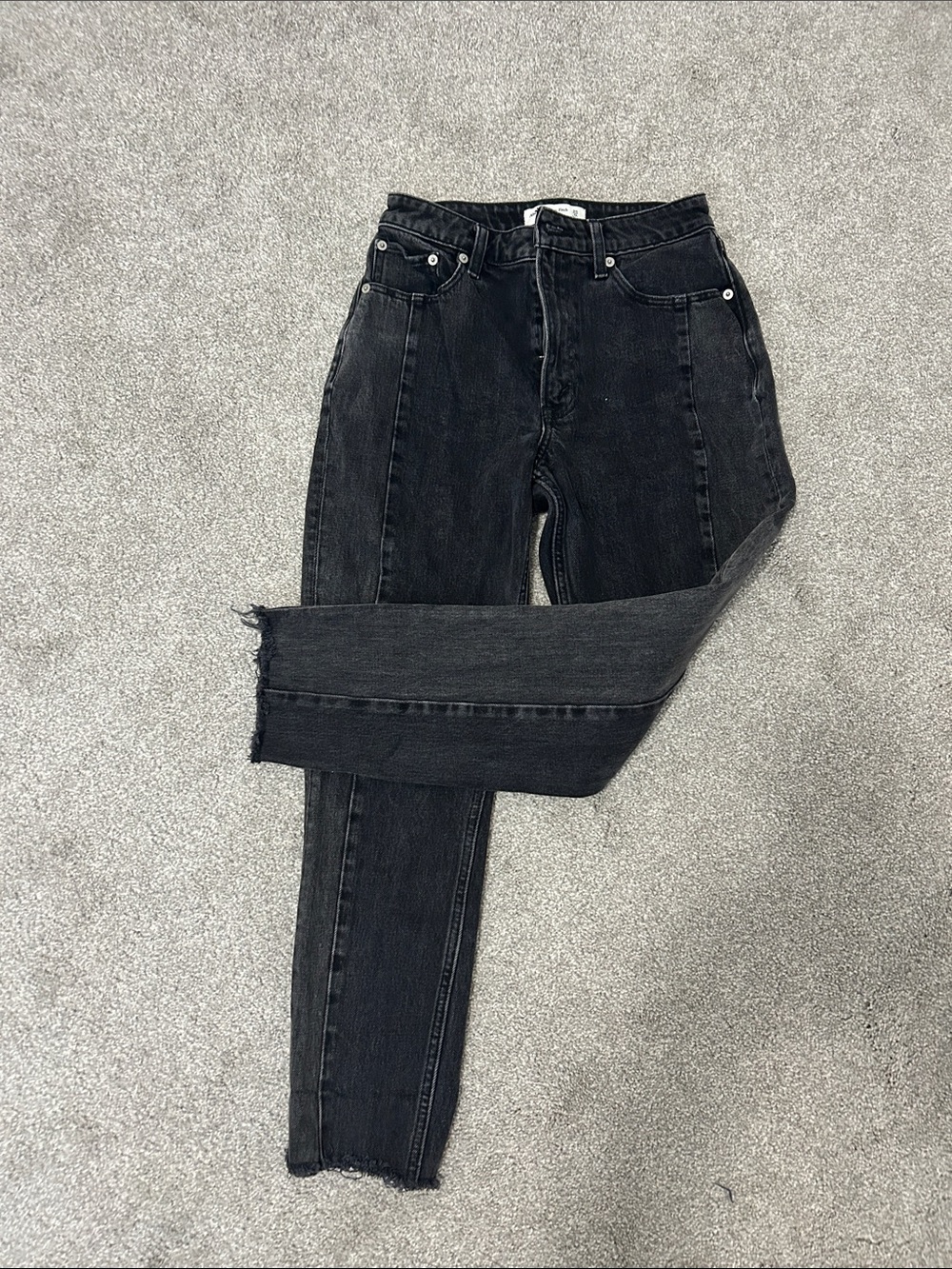 Abercrombie & Fitch High-Rise Washed Black Straight-Leg Jeans